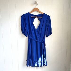 Elegant Blue Wrap Dress